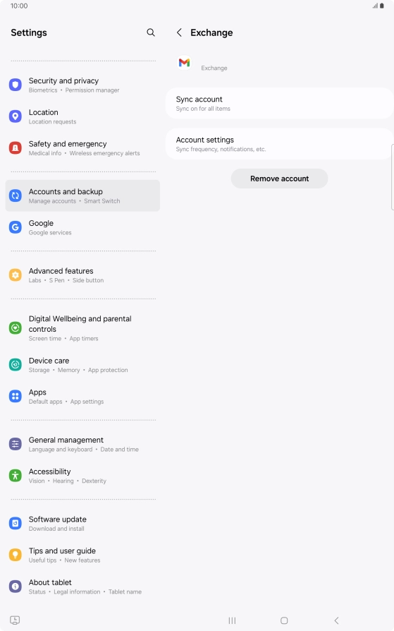 Press Remove account.