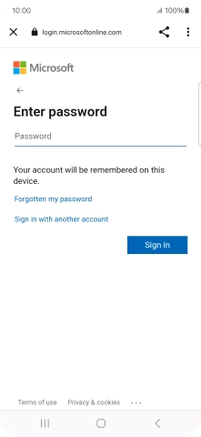 Press Password and key in the password for your email account.