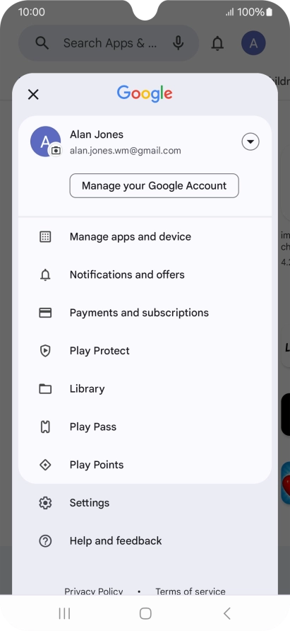 Press Manage apps and device. Press Manage apps and device.