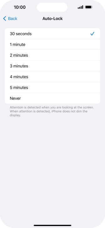 Press the required setting.