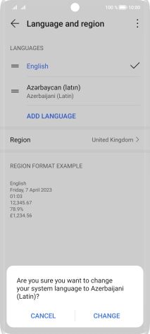 Press CHANGE. Press CHANGE.