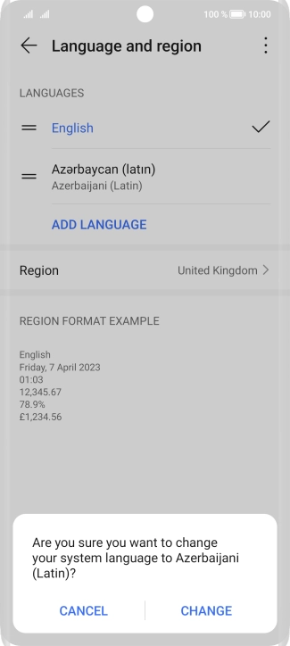 Press CHANGE. Press CHANGE.