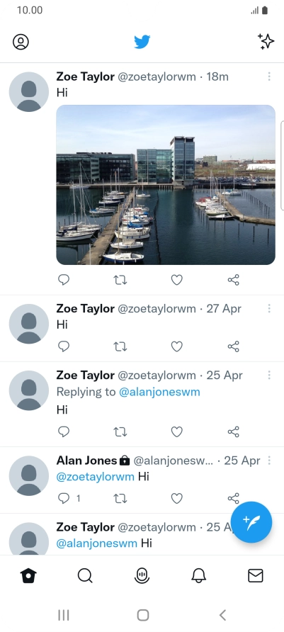 Press the new tweet icon. Press the new tweet icon.