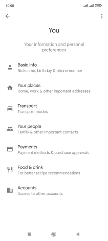 Press Basic info and follow the instructions on the screen to select phone owner settings.