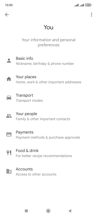 Press Basic info and follow the instructions on the screen to select phone owner settings.