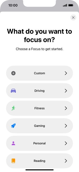 Press the required focus mode and follow the instructions on the screen to add the selected focus mode.