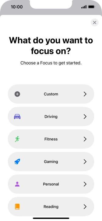 Press the required focus mode and follow the instructions on the screen to add the selected focus mode.