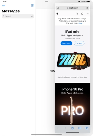 The application now displays on top of the other open application.