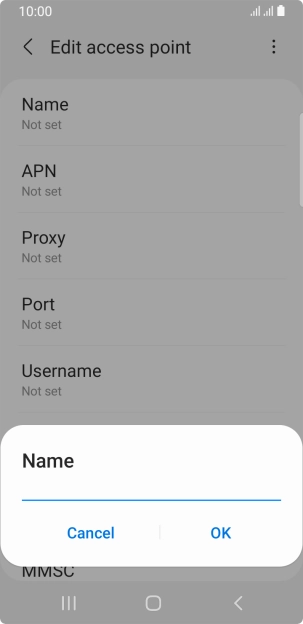 Key in Vodafone Internet and press OK.