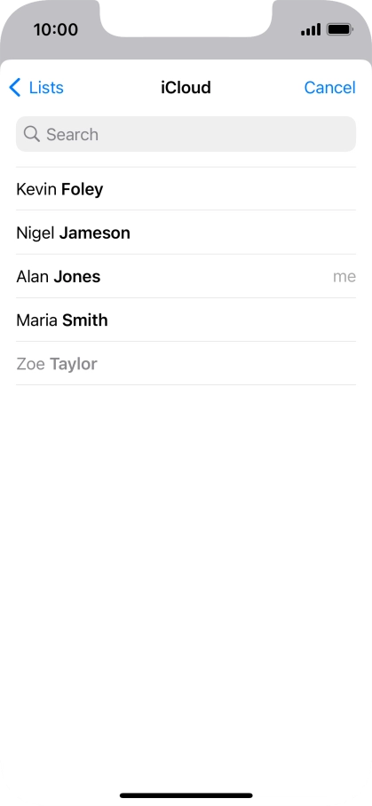Press the required contact. Press the required contact.