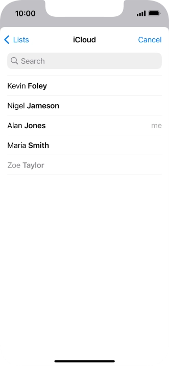 Press the required contact. Press the required contact.