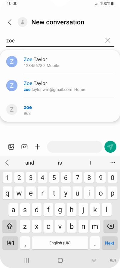 Press the required contact.