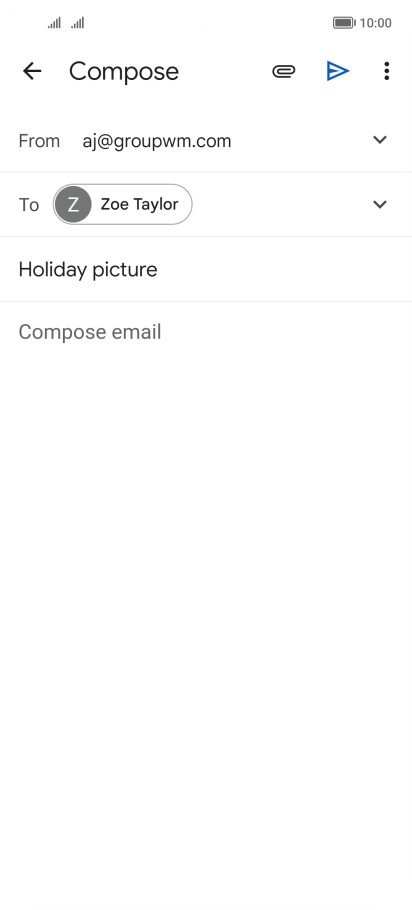 Press the text input field and write the text for your email message. Press the text input field and write the text for your email message.