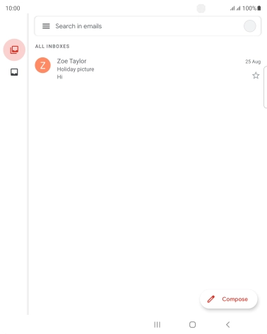 Press the email account icon. Press the email account icon.