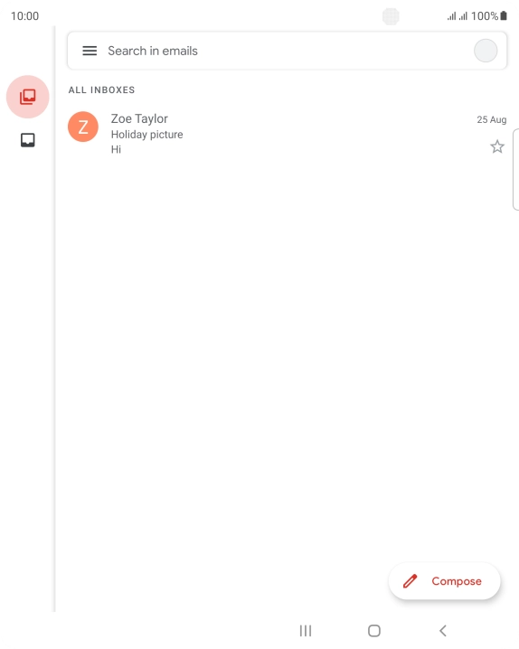 Press the email account icon. Press the email account icon.
