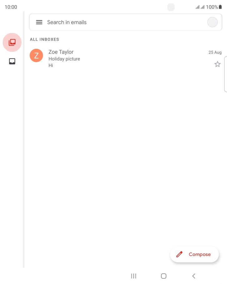 Press the email account icon. Press the email account icon.