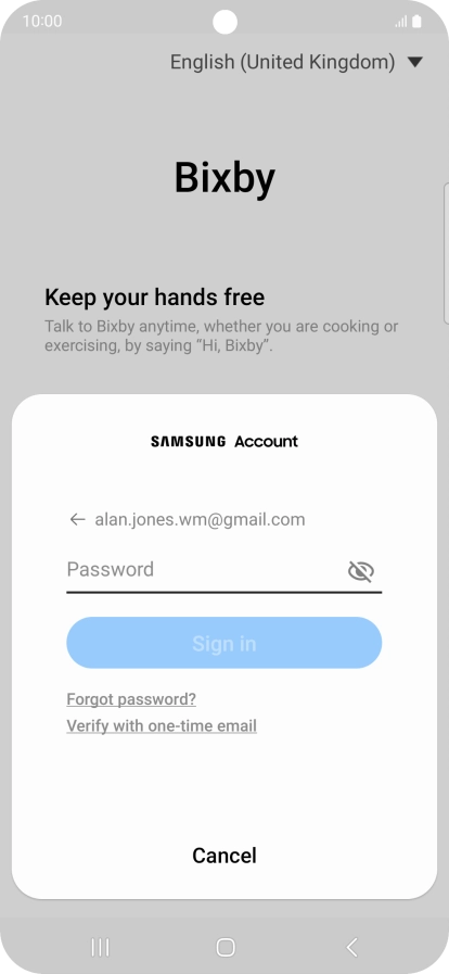 Press Password and key in the password for your Samsung account. Press Password and key in the password for your Samsung account.