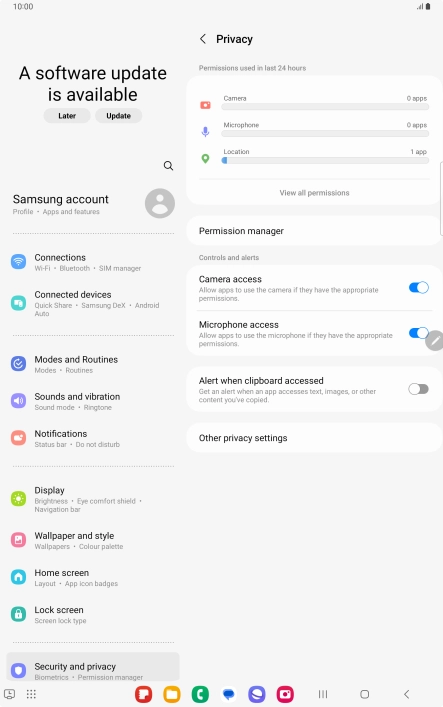 Press View all permissions.