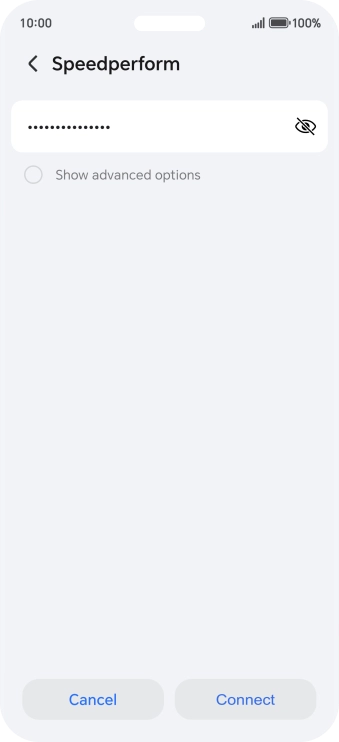 Key in the password for the Wi-Fi network and press Connect.