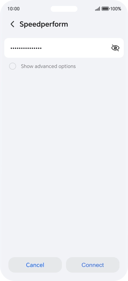 Key in the password for the Wi-Fi network and press Connect.