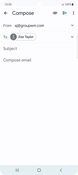 Press Subject and key in the subject for the email message.