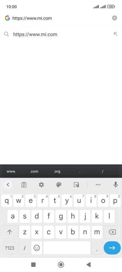 Key in the address of the required web page and press arrow right. Key in the address of the required web page and press arrow right.