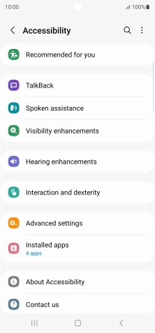 Press TalkBack and follow the instructions on the screen to select the required settings.