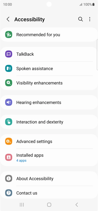 Press TalkBack and follow the instructions on the screen to select the required settings.