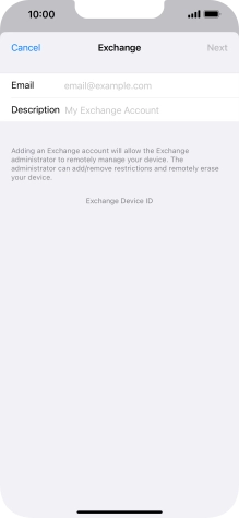 Press Email and key in your email address.