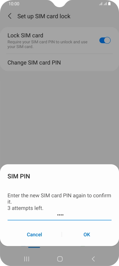 Key in the new PIN again and press OK. Key in the new PIN again and press OK.