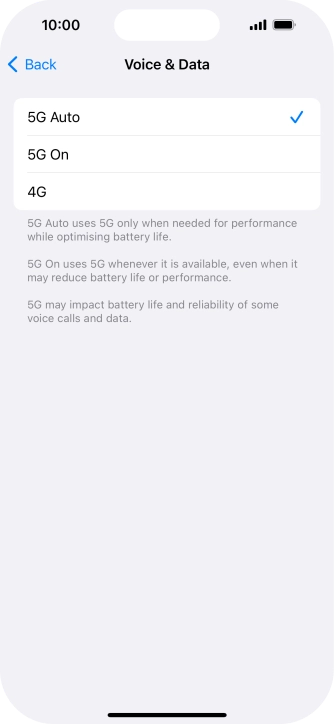 To turn on automatic switch between 5G and 4G, press 5G Auto. To turn on automatic switch between 5G and 4G, press 5G Auto.