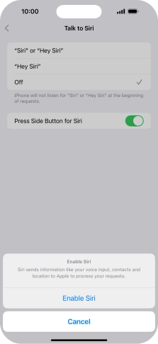 Press Enable Siri.