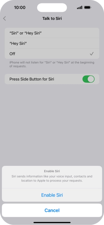 Press Enable Siri.