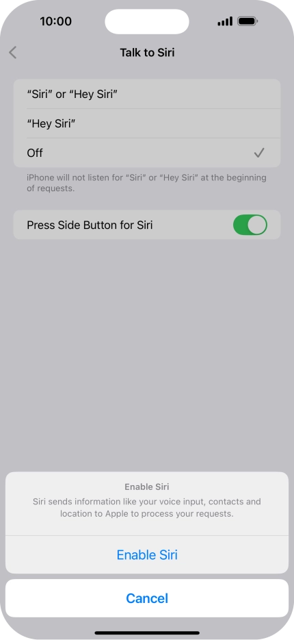 Press Enable Siri.
