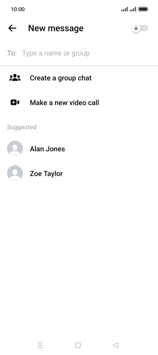 Press the search field and key in the first letters of the recipient's name.