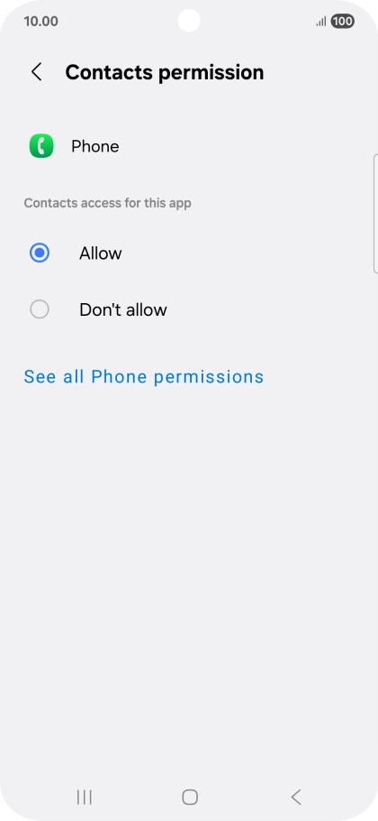 Press the required setting.