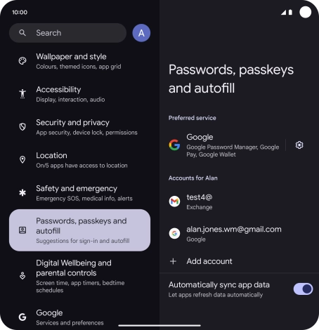 Press the required email account.