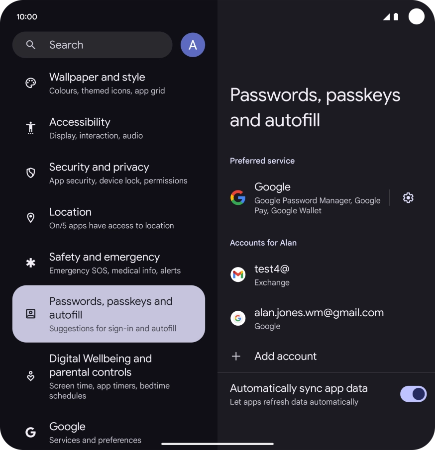 Press the required email account.