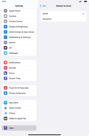Press the required email account to select the email account as your default account.