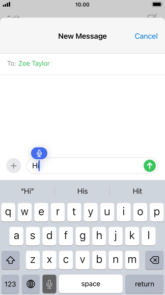 Press the microphone icon to end dictation.