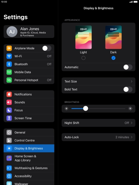 Press the indicator next to 