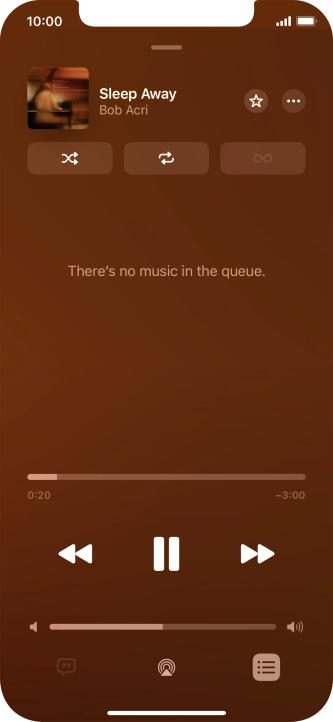 Press the shuffle icon to turn the function on or off. Press the shuffle icon to turn the function on or off.
