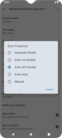 Press the required setting.