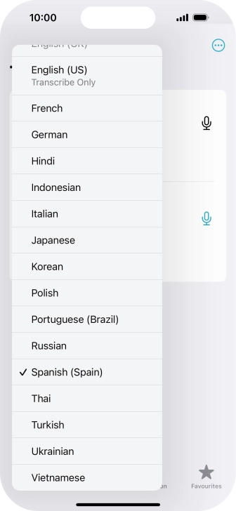Press the required target language.
