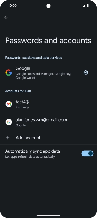 Press the required email account.