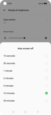 Press the required setting.
