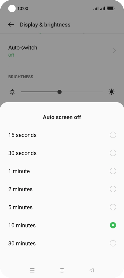Press the required setting.