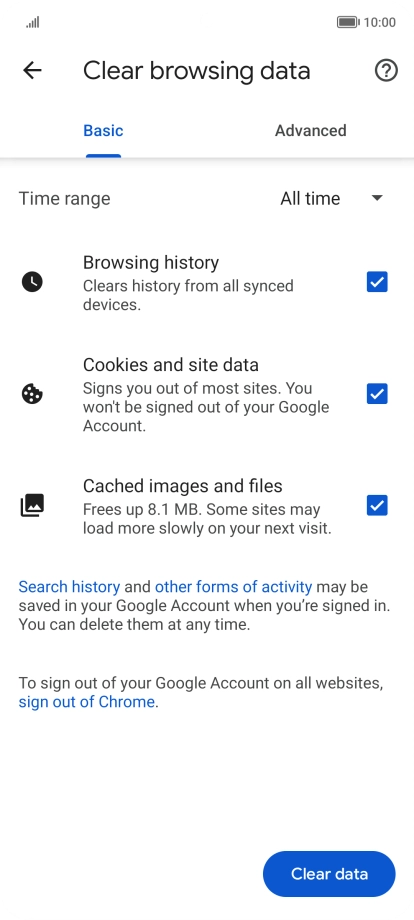 Press the fields next to the required data types.