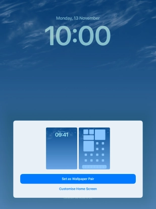 To use the same colour theme on the home screen, press Set as Wallpaper Pair. To use the same colour theme on the home screen, press Set as Wallpaper Pair.