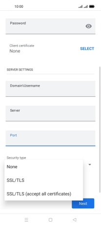 Press the required setting.